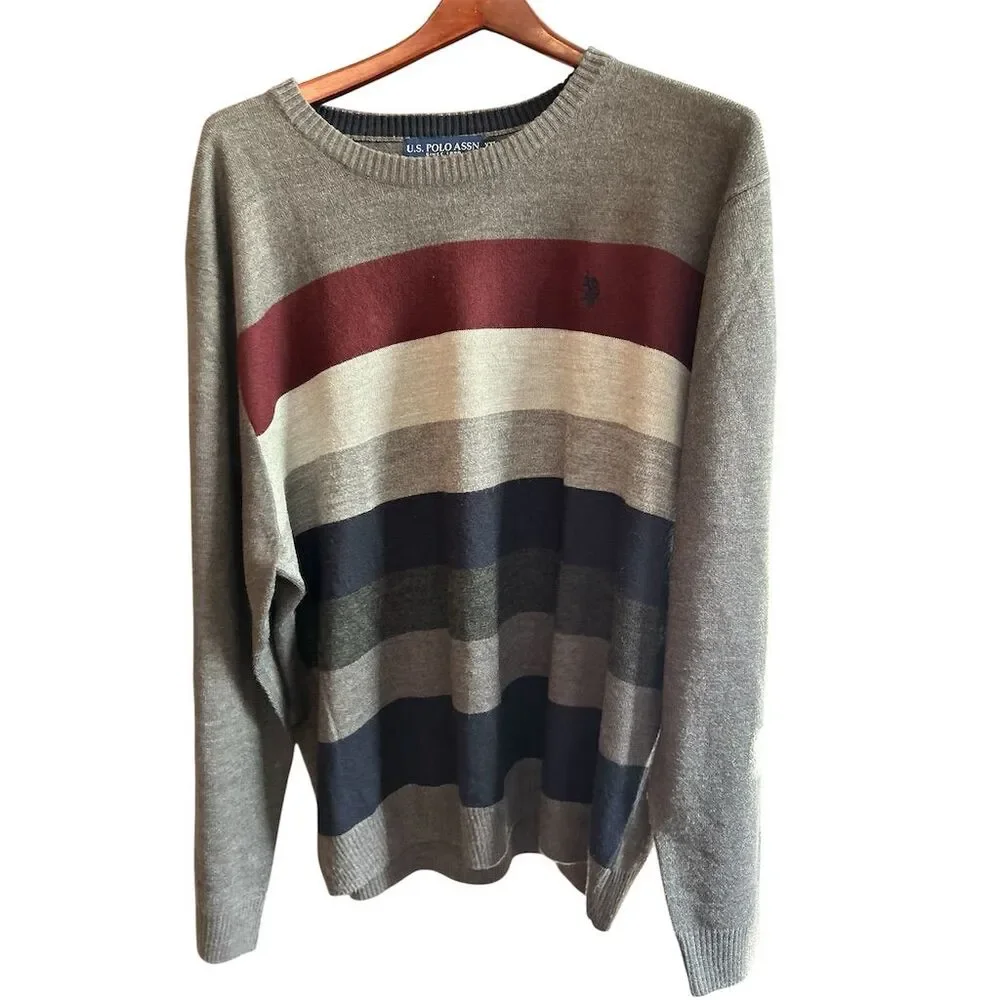 U.S. Polo Assn. Men's‎ XXL Striped Crew Neck Sweater Multicolor Pullover